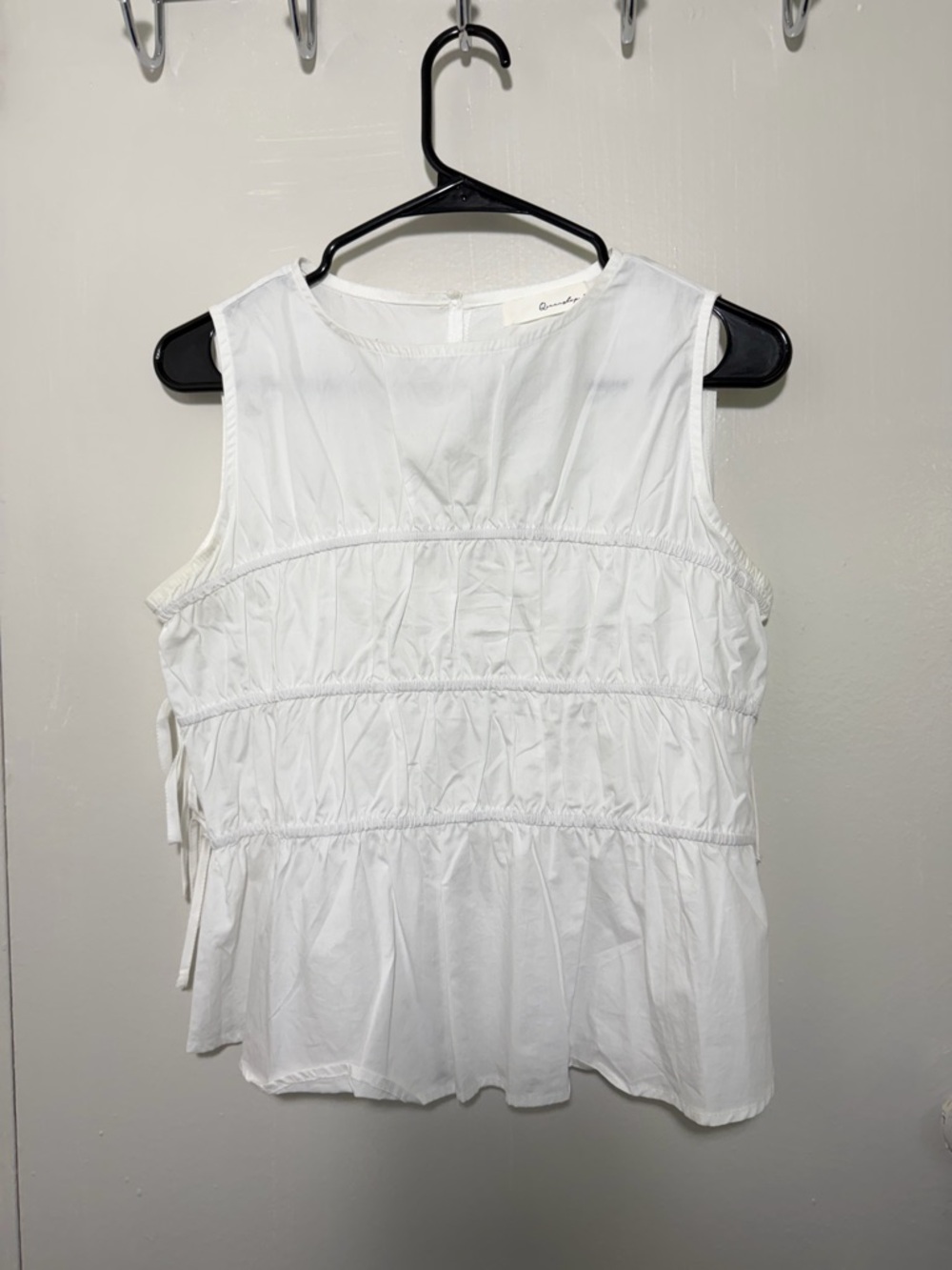 White Sleeveless Ruffled Tank Top Blouse - Size S
